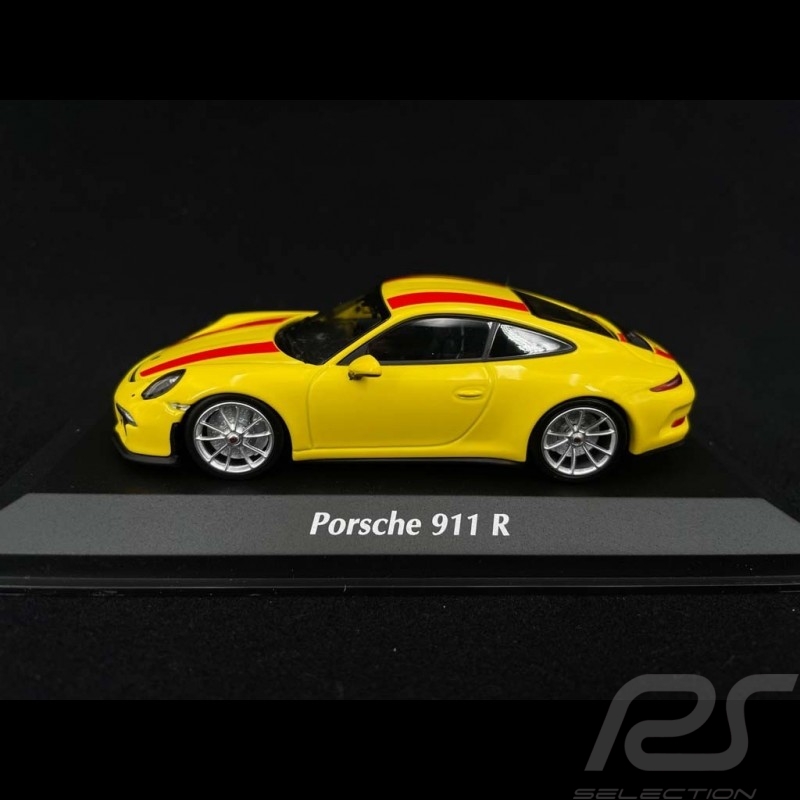 Porsche 911 R type 991 Jaune avec bandes rouges 2016 1/43 Minichamps 940066221