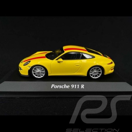 Porsche 911 R type 991 Jaune avec bandes rouges 2016 1/43 Minichamps 940066221
