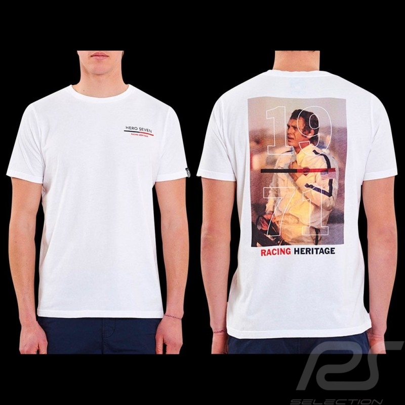 Steve McQueen T-Shirt Le Mans Racing Heritage 1971 Weiß - Herren