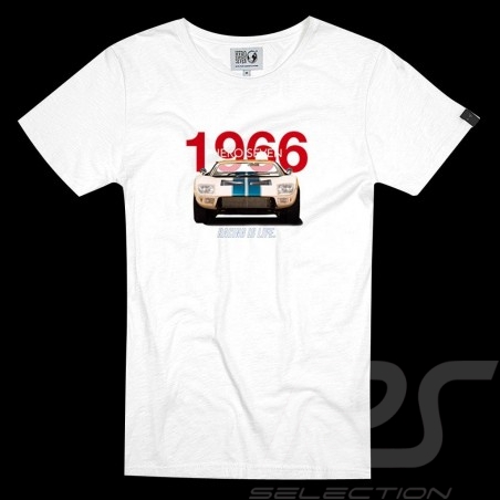 T-shirt Ford GT40 Le Mans 1966 Racing is life Blanc - homme