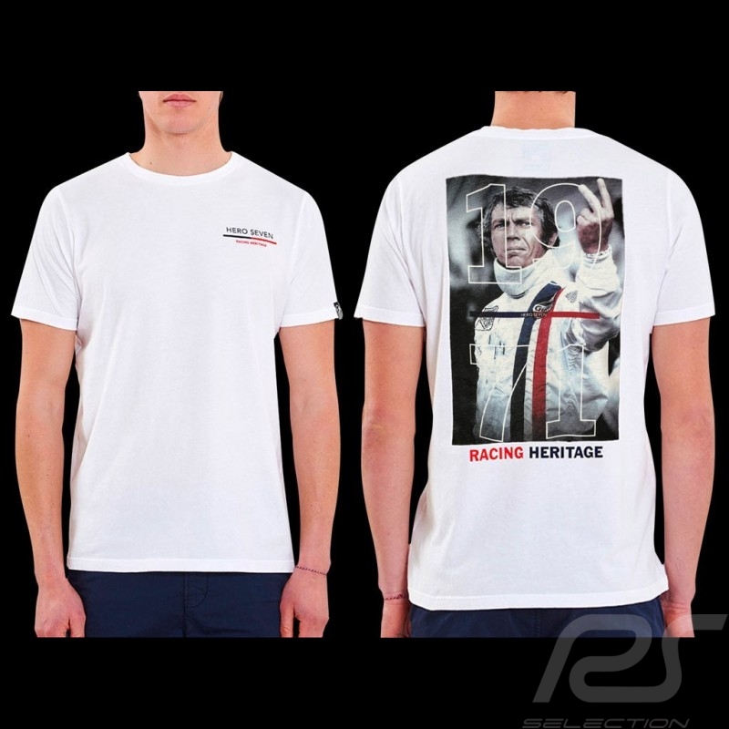 Steve McQueen T-Shirt The Man Le Mans Racing Heritage 1971 Weiß - Herren