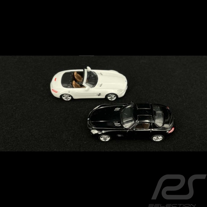 Set Mercedes Benz AMG SLS Coupé 2010 noir & AMG SLS Cabriolet 2011 blanc 1/87 Schuco 452599700