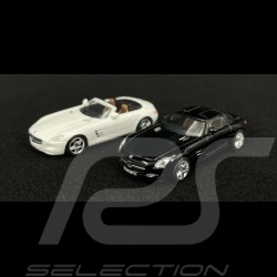 Set Mercedes Benz AMG SLS Coupé 2010 noir & AMG SLS Cabriolet 2011 blanc 1/87 Schuco 452599700