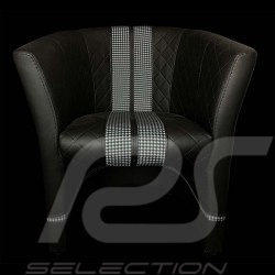 Fauteuil cabriolet Racing Inside n° 70 noir / blanc / tissu pépita Tub chair Tubstuhl 