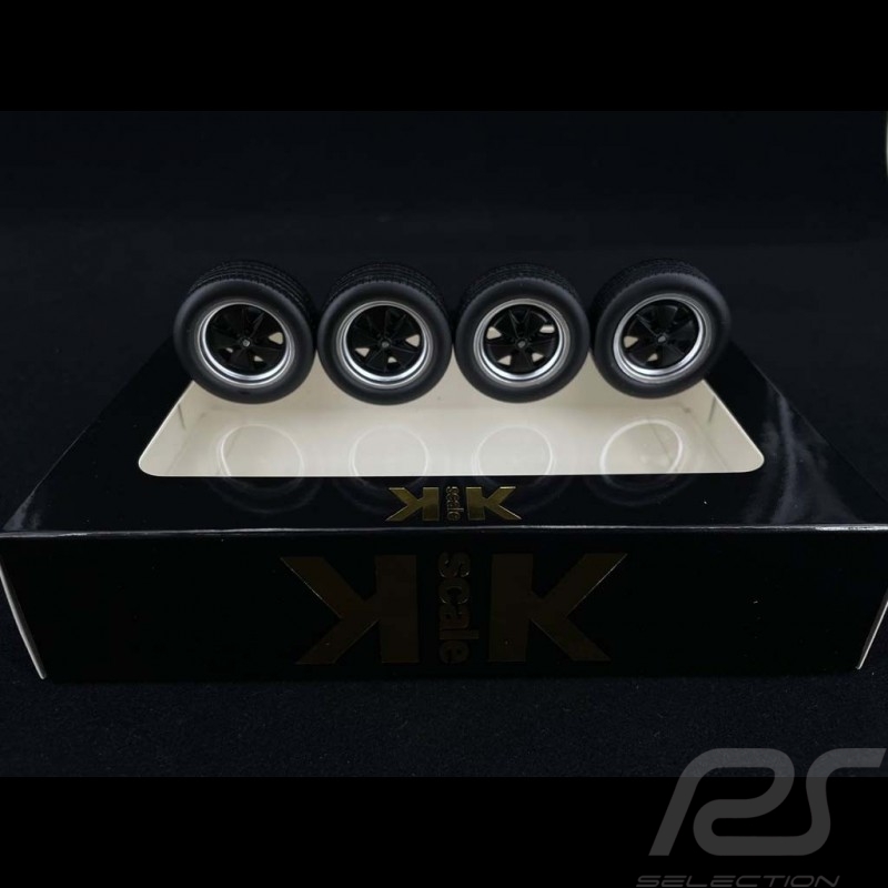 Set mit 4 Porsche 911 Turbo type 930 1976 Felgen und Reifen Schwarz 1/18 KK Scale KKDCACC010
