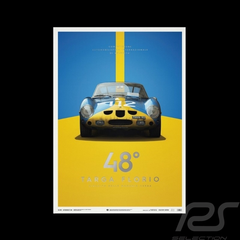 Poster Ferrari 250 GTO Blue Targa Florio 1964 Collector's Edition