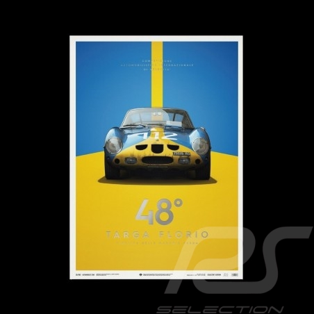 Poster Ferrari 250 GTO Bleu Targa Florio 1964 Edition Limitée
