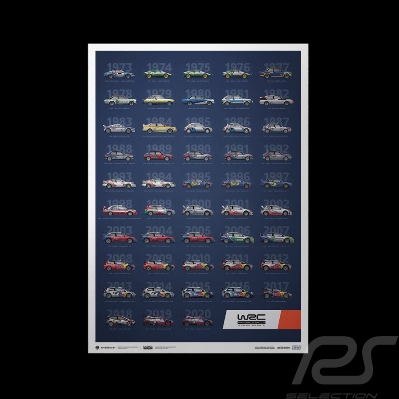 Poster WRC Konstrukteursmeister 1973-2020 48. Jahrestag Limitierten Auflage