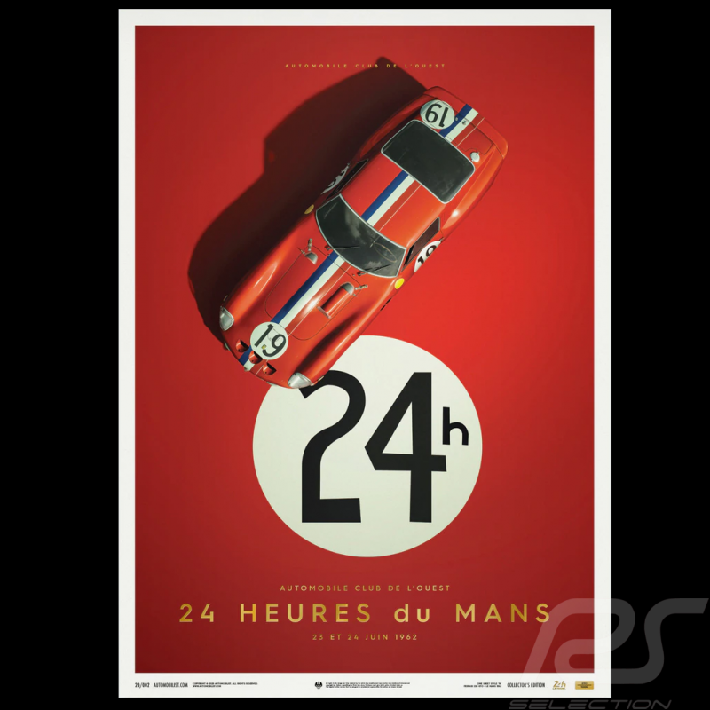 Poster Ferrari 250 GTO Blau Targa Florio 1964 Limitierte Auflage