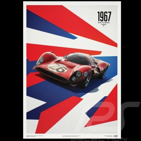 Poster Ferrari 412P Rouge 24H Daytona 1967 Edition Limitée