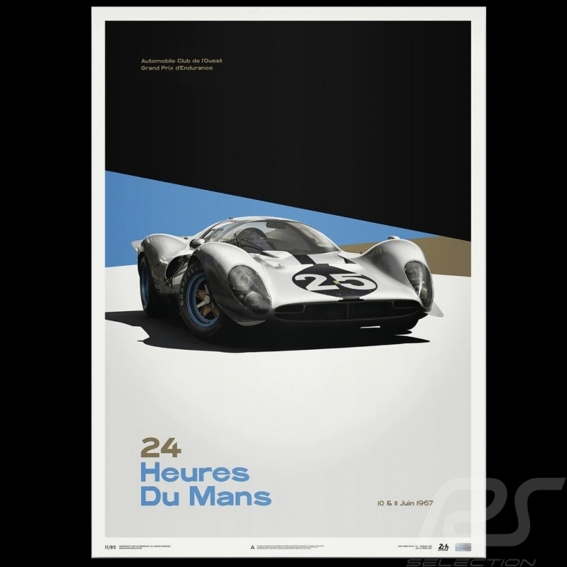 Poster Ferrari 412P Rouge 24H Daytona 1967 Edition Limitée