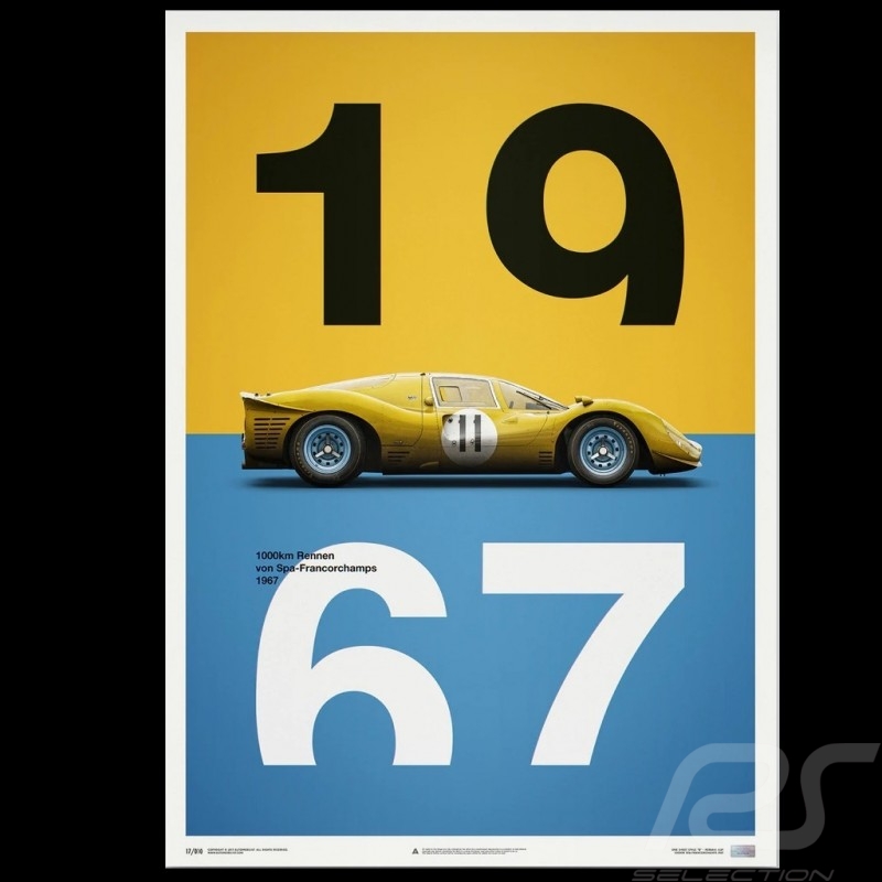 Poster Ferrari 412P Yellow Spa-Francorchamps 1967 Limited Edition