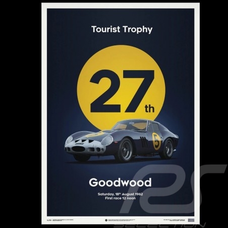 Poster Ferrari 250 GTO Bleu foncé Goodwood TT 1962 Edition Limitée