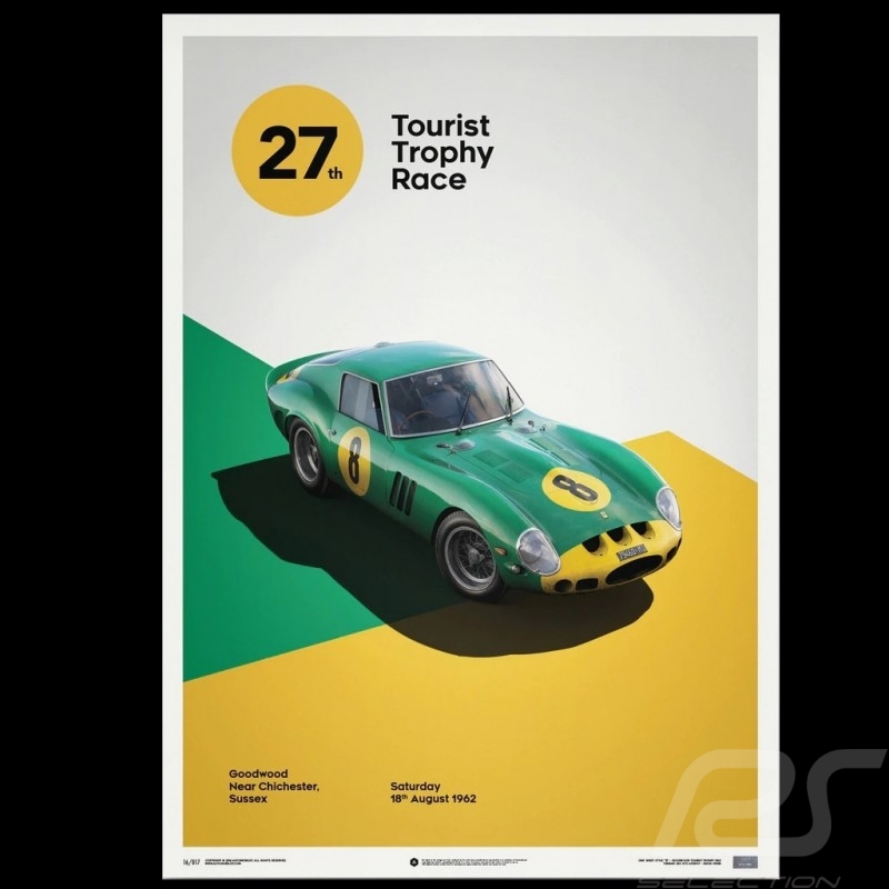 Poster Ferrari 250 GTO Bleu Targa Florio 1964 Edition Limitée