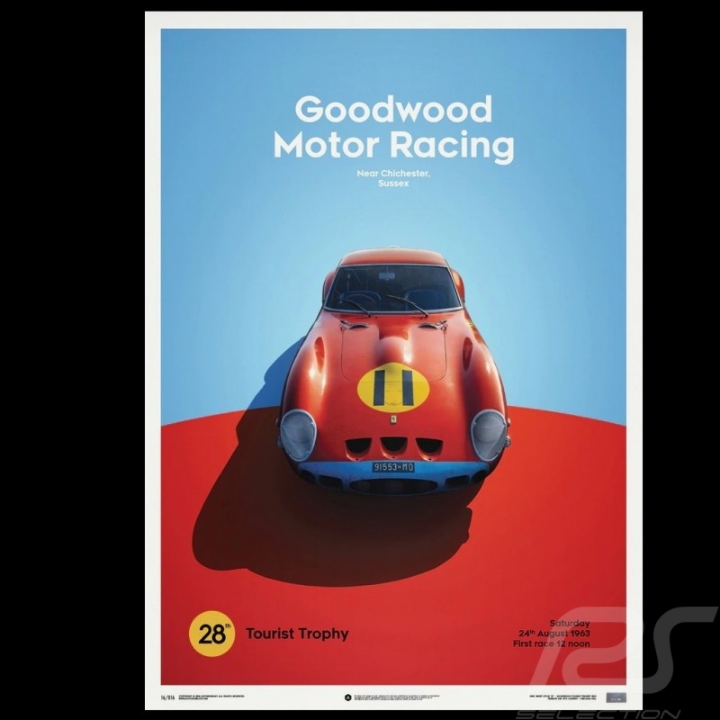 Poster Ferrari 250 GTO Bleu Targa Florio 1964 Edition Limitée