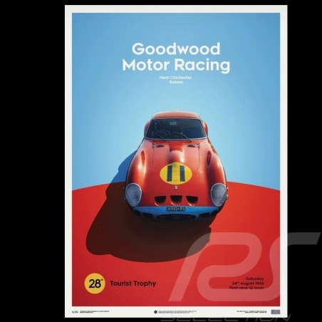 Poster Ferrari 250 GTO Bleu Targa Florio 1964 Edition Limitée