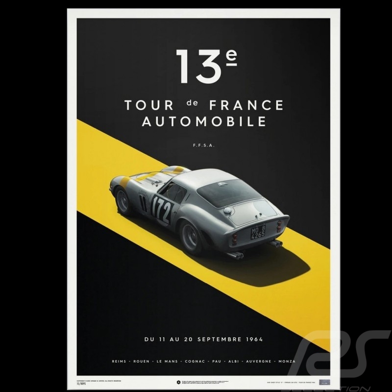 Poster Ferrari 250 GTO Bleu Targa Florio 1964 Edition Limitée