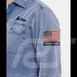 Steve McQueen Shirt US army Grau Blau - Herren