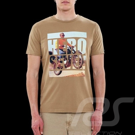Steve McQueen T-Shirt Triumph n° 955 Motorrad Sandbeige - Herren