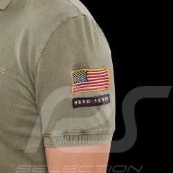 Steve McQueen Poloshirt US Star & Stripes Khaki grün - Herren