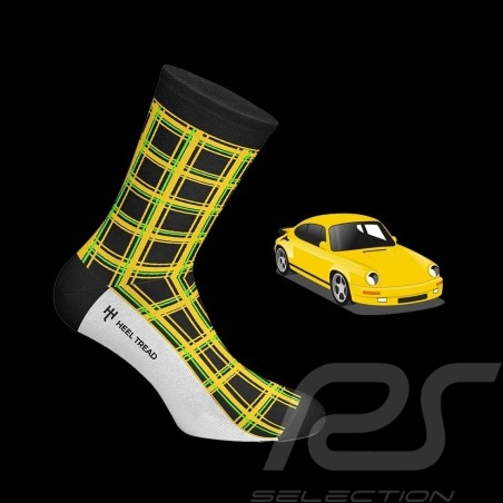 Porsche 911 Carrera RS 3.2 Ruf CTR Yellowbird Socken Schwarz / Grün / Gelb - Unisex - Größe 41/46