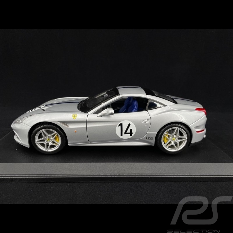 Ferrari California T n° 14 "The Hot Rod" 70. Jahrestag silber / blauer Streifen 1/18 Bburago 76103