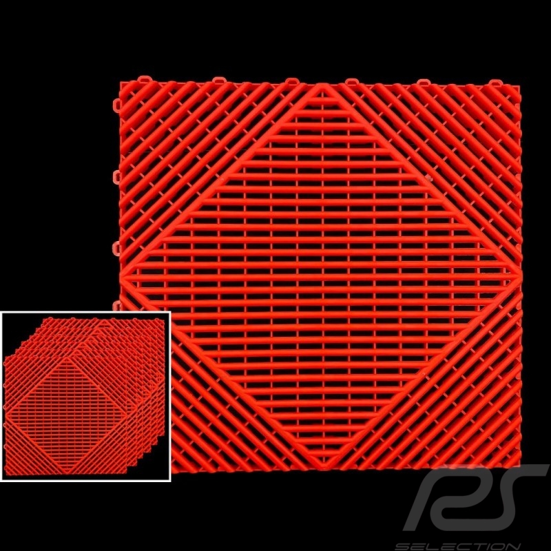 Dalle de garage Rouge RAL3020 Qualité-Prix Garantie 15 ans - Lot de 6 dalles de 40 x 40 cm