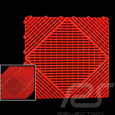 Garage floor tiles Red RAL3020 Quality-Price - 15 years warranty - Set of 6 tiles of 40 x 40 cm