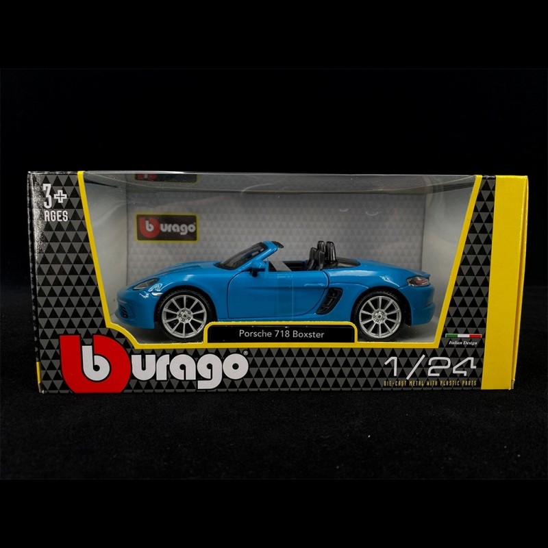 Burago Porsche 718 Boxster &ndash; Modellino In Scala 1:24, Colore Blu, Dettagliato In Metallo E Plastica