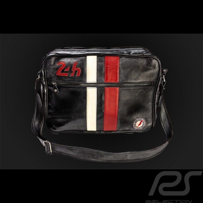 Sac Messenger bandoulière cuir 24h Le Mans - Noir 26063