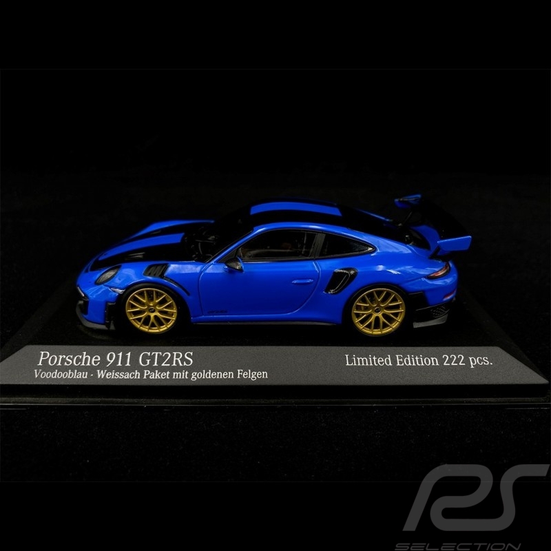 Porsche 911 GT2 RS Type 991 Weissach 2018 Bleu Vaudou Noir Or 1/43 Minichamps 413067233
