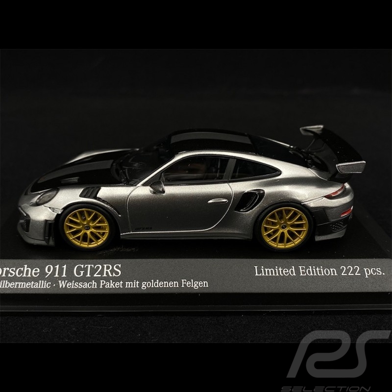 Porsche 911 GT2 RS Type 991 Weissach 2018 Argent Métallisé Noir Or 1/43 Minichamps 413067231