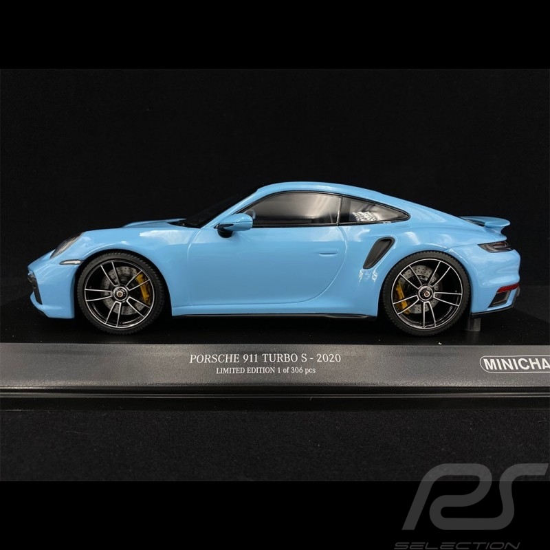 Porsche 911 Turbo S Type 992 2020 Bleu Gulf 1/18 Minichamps 153069076 - Edition Limitée