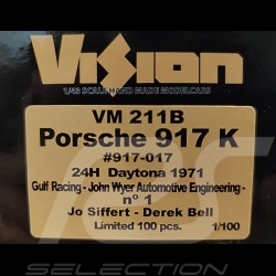 Exemplaire N° 1 / 100 Porsche 917K n° 1 24h Daytona 1971 1/43 Make Up Vision VM211B