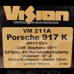 Kopie Nr. 2 / 180 Porsche 917K n° 2 Sieger 24h Daytona 1971 1/43 Make Up Vision VM211A