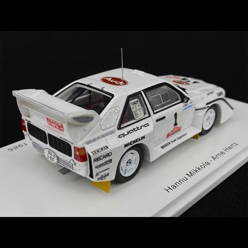 Audi Sport Quattro S1 E2 #1 – Miniature Spark 1/43, Vainqueur Rallye Olympus 1985, Mikkola