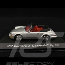 Porsche 911 Carrera 2 Cabriolet type 964 1990 silver metallic 1/43 Minichamps WAP02003897