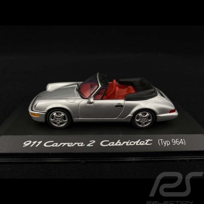Porsche 911 Carrera 2 Cabriolet type 964 1990 gris argent métallisé 1/43 Minichamps WAP02003897