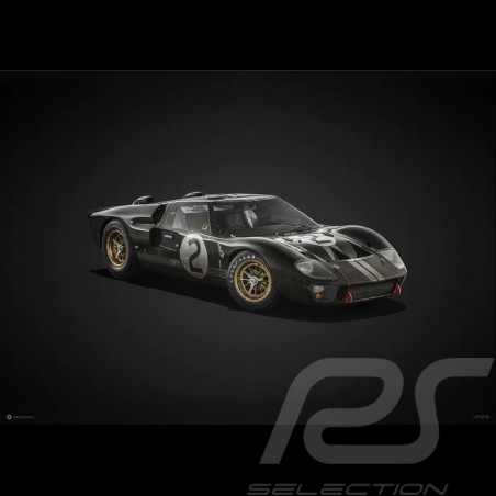 Poster Ford GT40 Noir Vainqueur winner sieger 24h Le Mans 1966 n° 2 - Colors of Speed