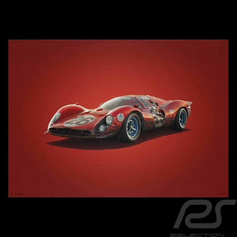 Poster Ferrari 412P Rouge red rot 24H Daytona 1967 Edition Limitée