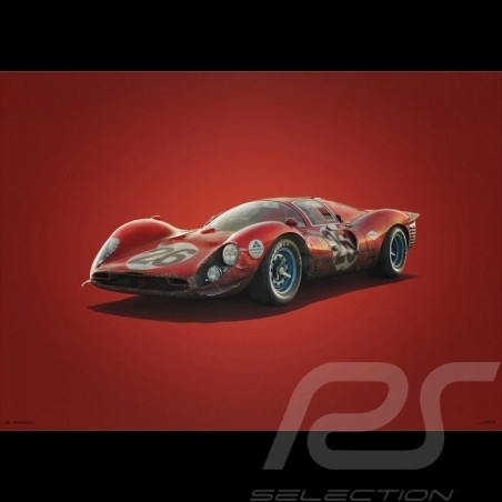 Poster Ferrari 412P Rouge red rot 24H Daytona 1967 Edition Limitée