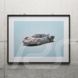 Ford Poster GT40 Blue 2nd 24h Le Mans 1966 n° 1 - Colors of Speed