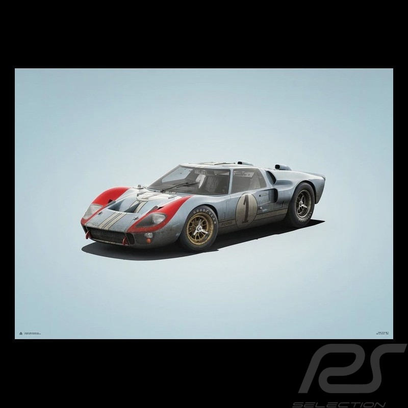 Poster Ford GT40 Bleu blue blau 2ème 24h Le Mans 1966 n° 1 - Colors of Speed
