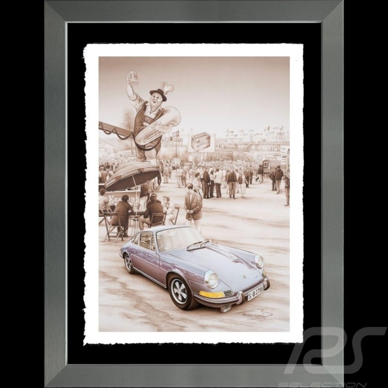 Porsche Poster 911 S Steve McQueen aluminium Rahmen François Bruère - VA88