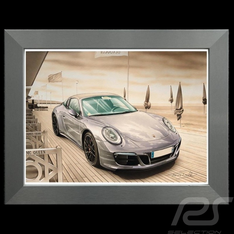 Porsche Poster Porsche 911 Type 991 Targa GTS Deauville Aluminium Rahmen François Bruère - N137