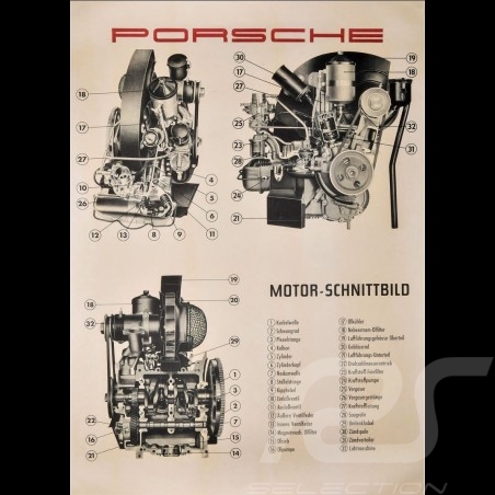 Poster original Porsche "Motor-Schnittbild Porsche 356 A" PCG35610030