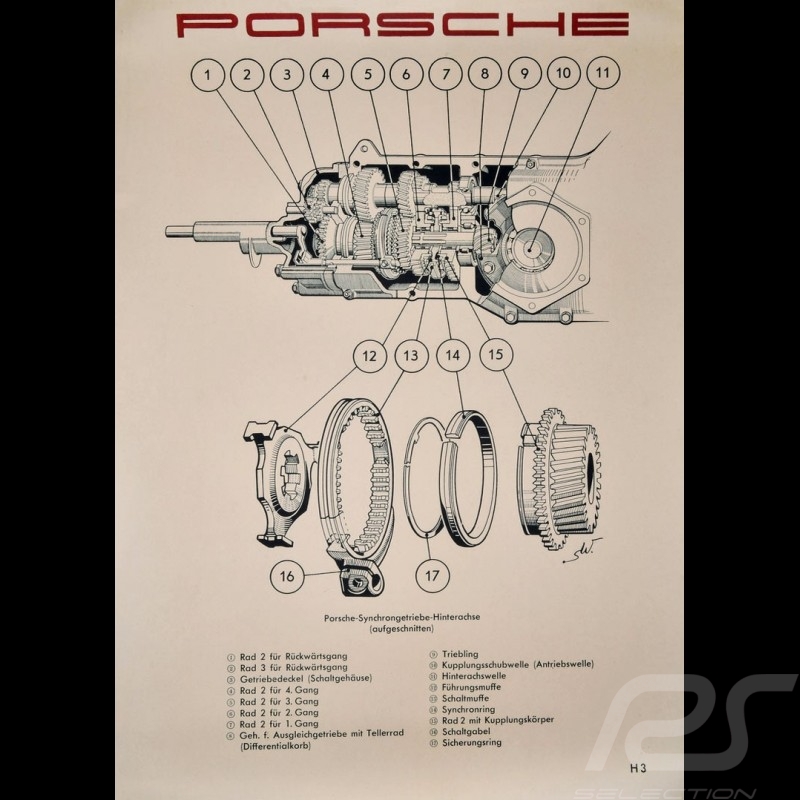 Original Poster Porsche "Schnittbild Synchrongetriebe Porsche 356 A" PCG35674100