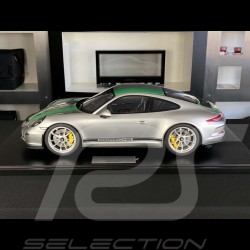 Porsche 911 R Type 991 2016 GT Silber mit grüne Streifen 1/8 Minichamps 800652001