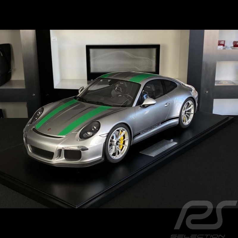 Porsche 911 R Type 991 2016 Argent GT silver silber Bandes Vertes 1/8 Minichamps 800652001