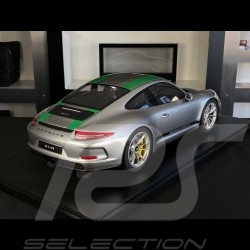 Porsche 911 R Type 991 2016 GT Silber mit grüne Streifen 1/8 Minichamps 800652001